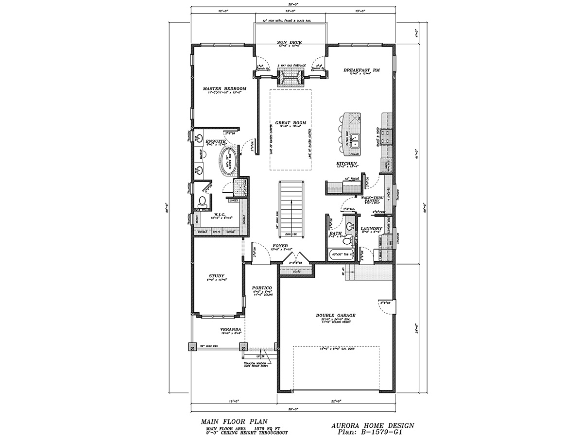 Executive Walk-out Bungalow. | Edmonton Aurora Home Design Plan