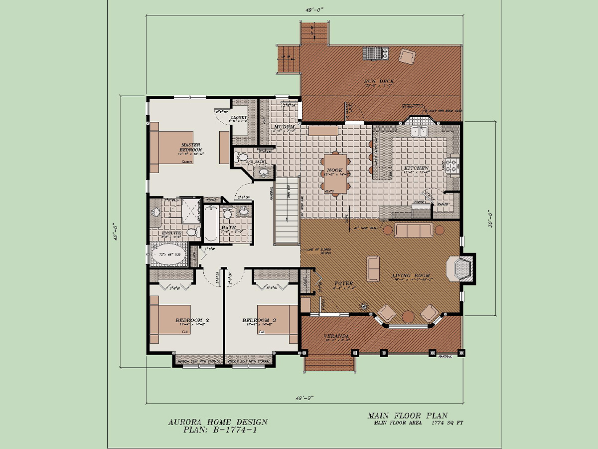 Great Family Bungalow for an acreage. | Edmonton Aurora Home Design Plan