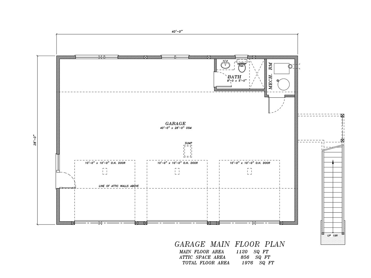 3 car garage with Loft for development. | Edmonton Aurora Home Design Plan