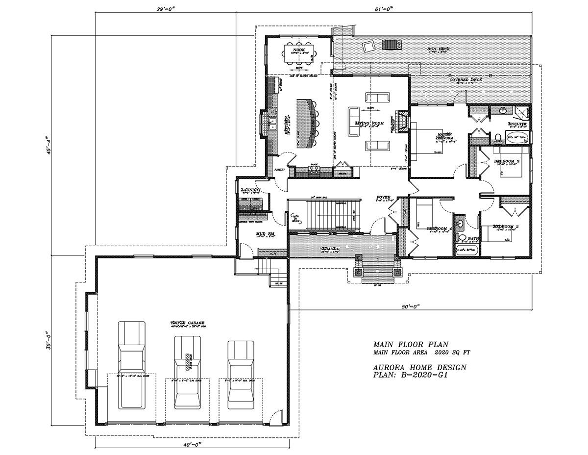 Spacious 4 Bedroom Acreage Bungalow. | Edmonton Aurora Home Design Plan