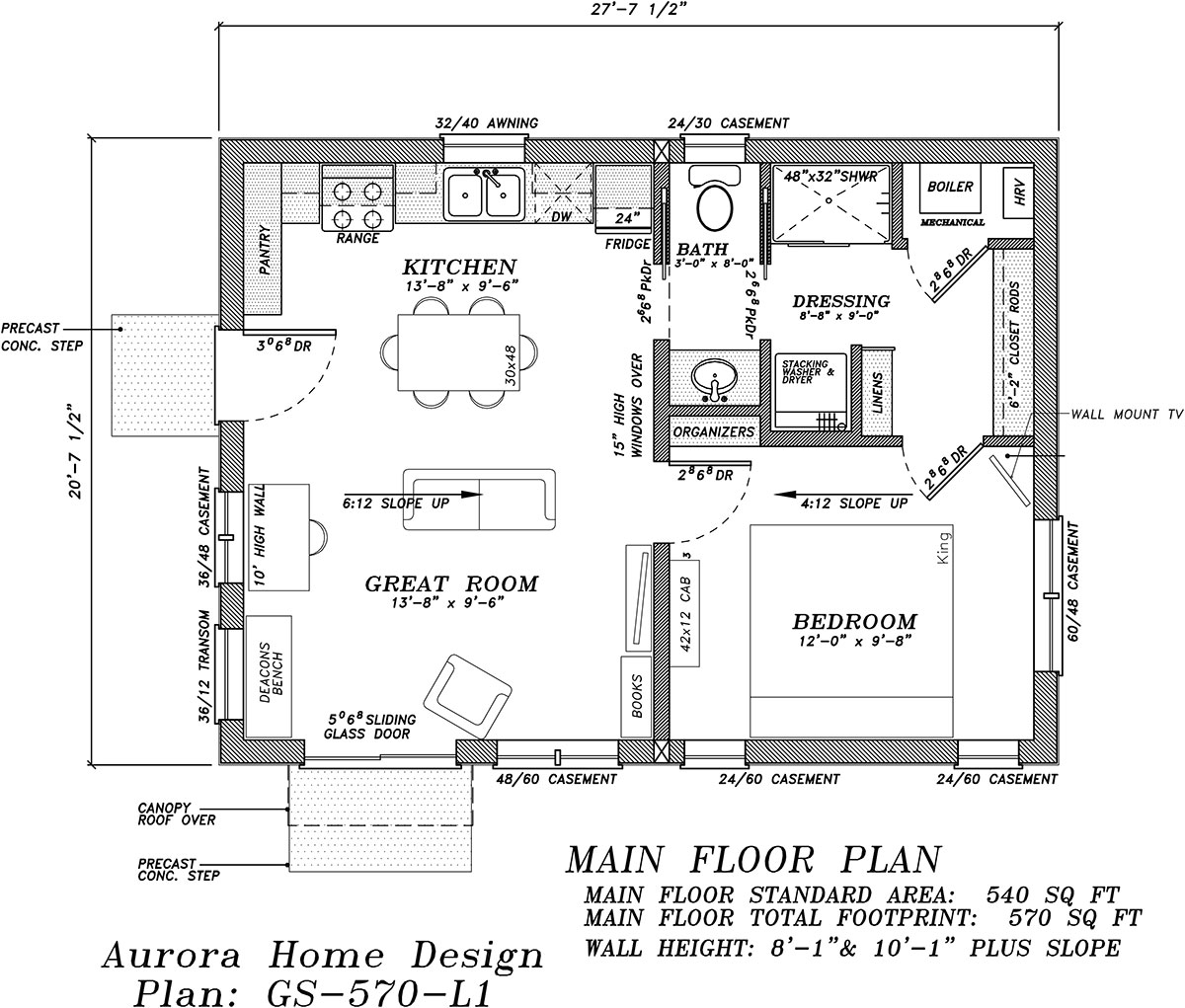 570 sq ft Stand Alone Garden Suite - Vaulted Ceilings | Aurora Home Designs